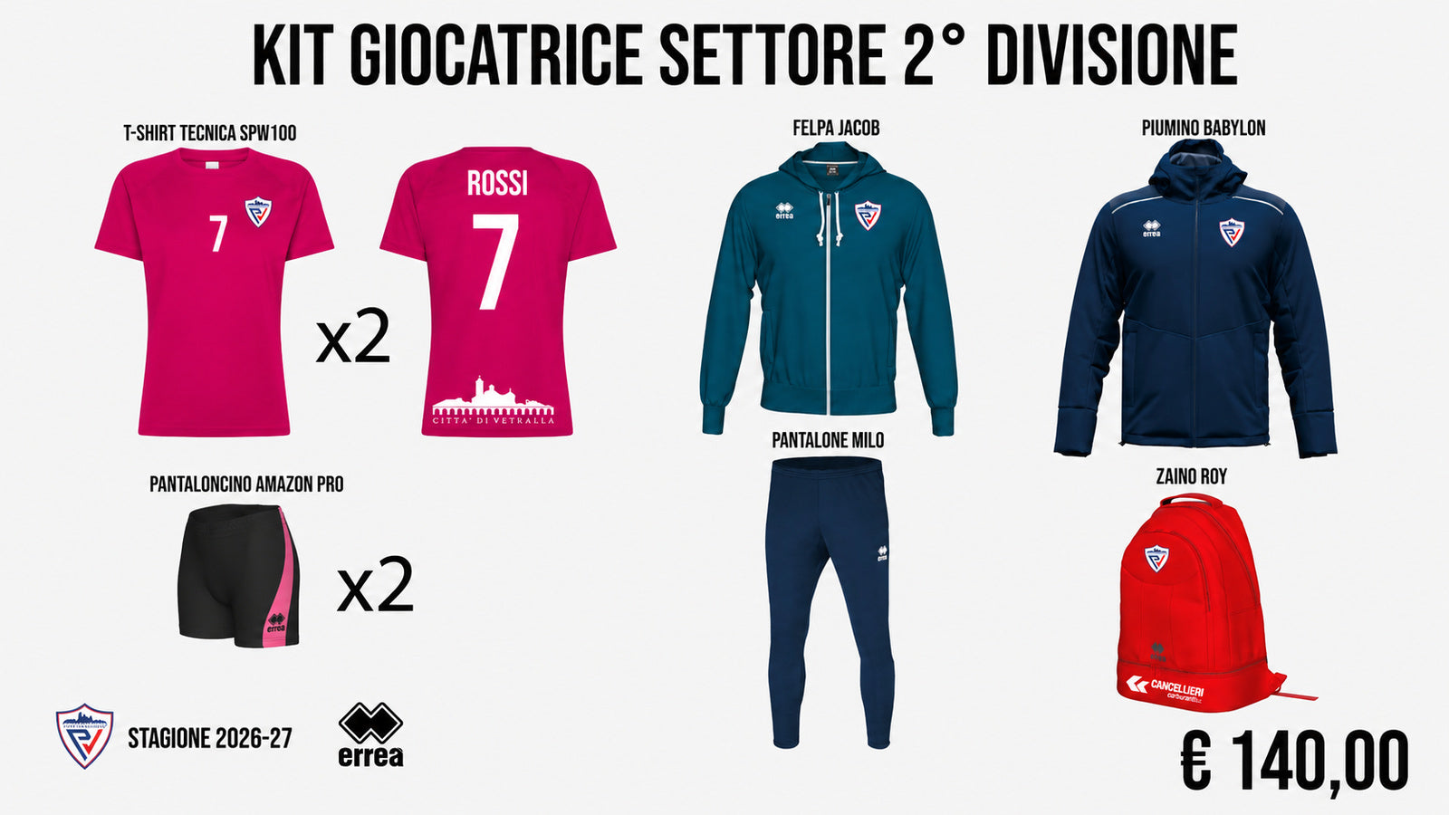 Kit Giocatrice Settore 2° Divisione Città di Vetralla 2026/27