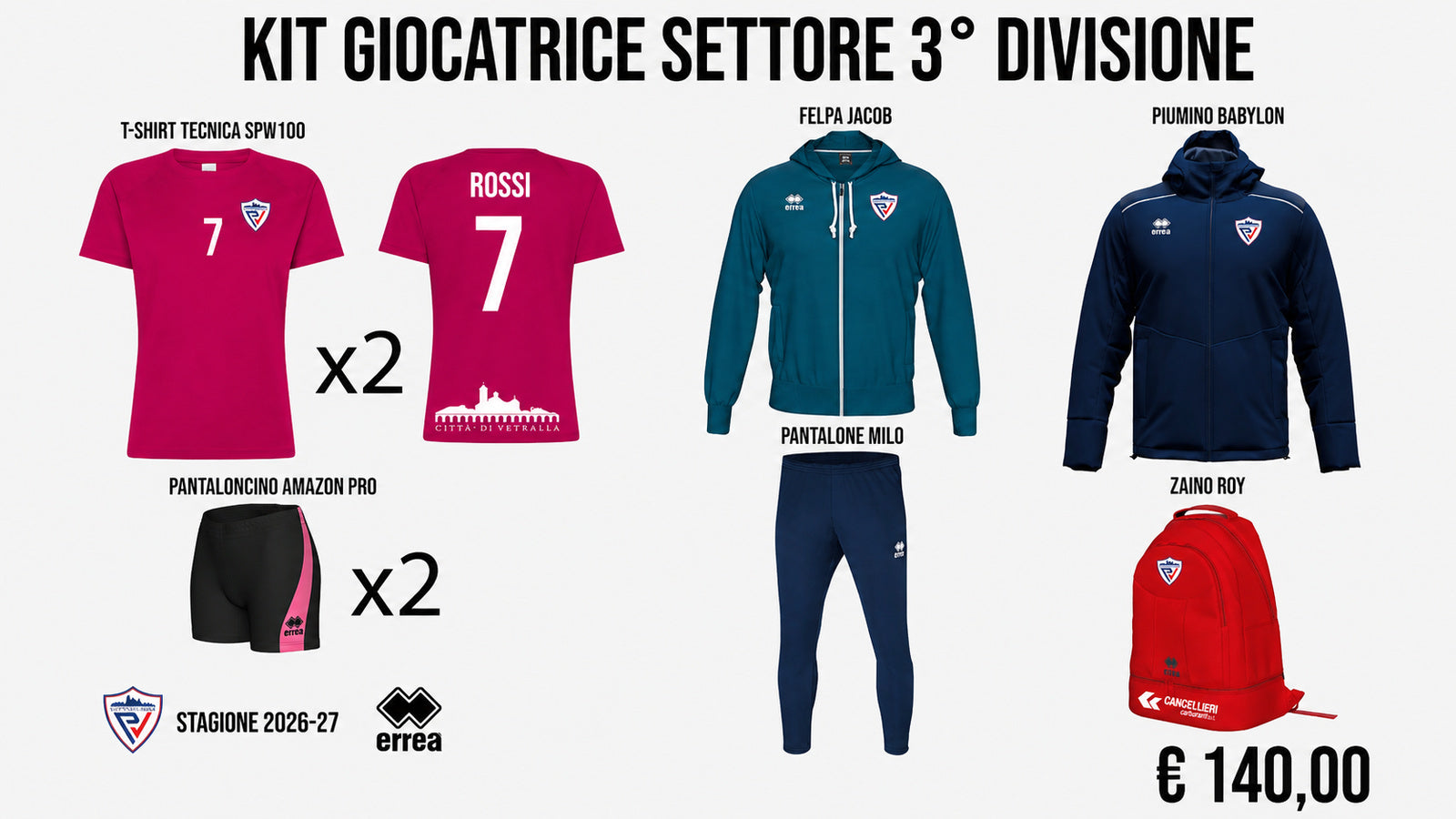 Kit Giocatrice Settore 3° Divisione Città di Vetralla 2026/27