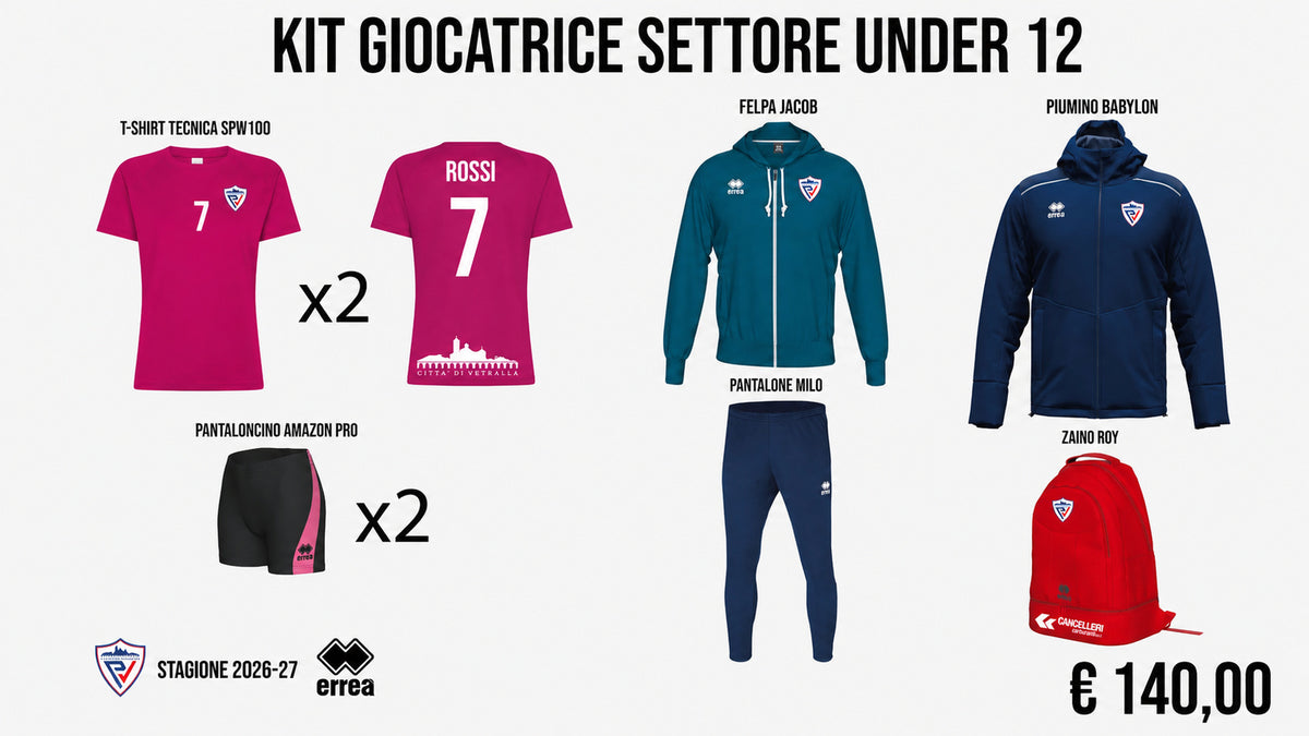 Kit Giocatrice Settore Under 12 Città di Vetralla 2026/27