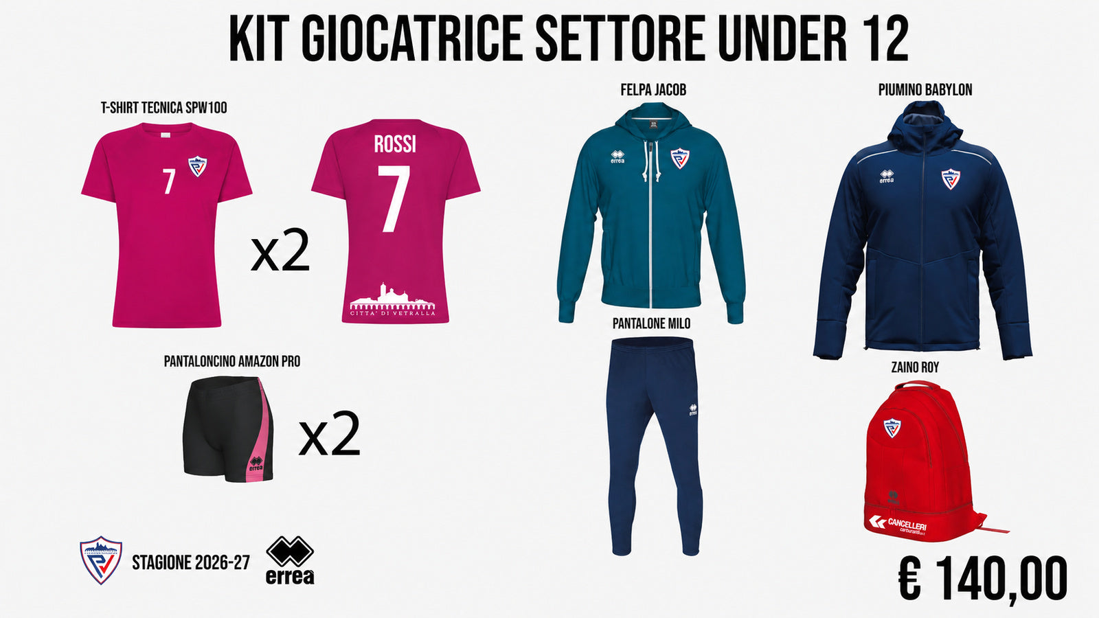 Kit Giocatrice Settore Under 12 Città di Vetralla 2026/27