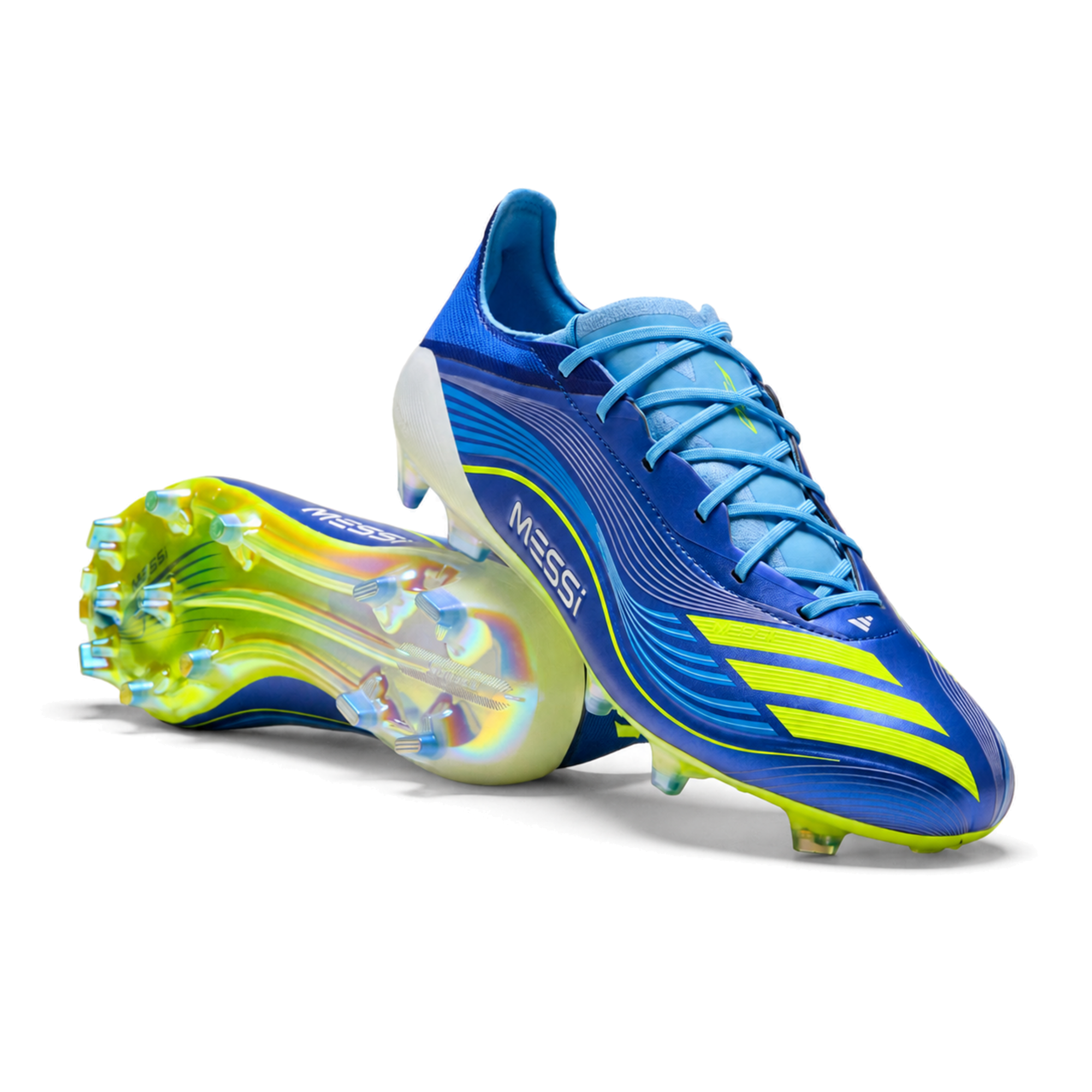 adidas F50 Messi Elite FG blu su fondo bianco